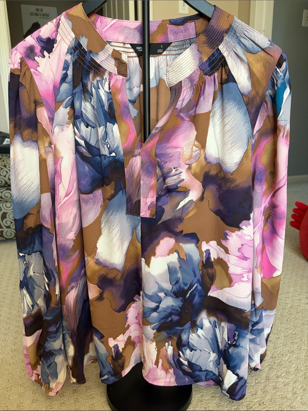 Simply Vera Vera Wang Floral Blouse in Pink, Blue & Brown